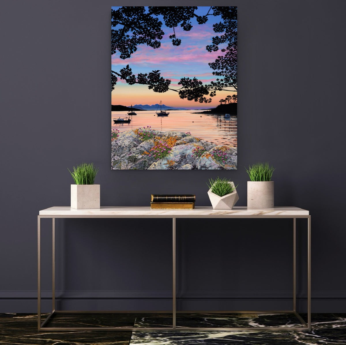 Cherry blossom sunset Arisaig giclee print