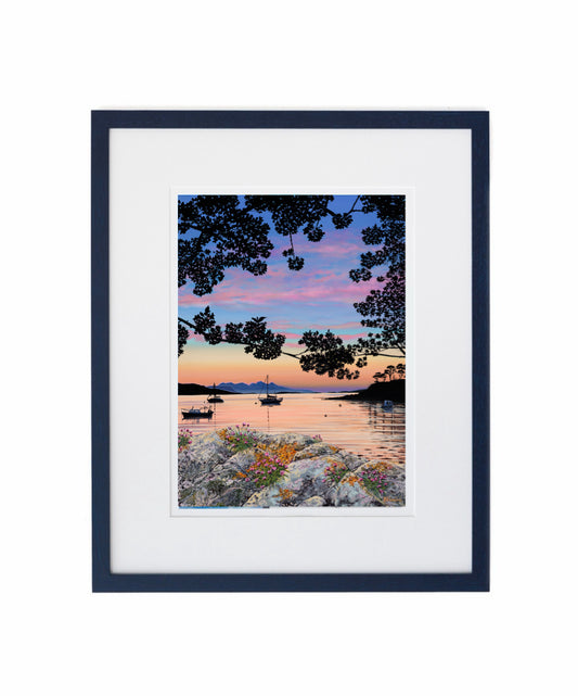 Cherry blossom sunset Arisaig giclee print