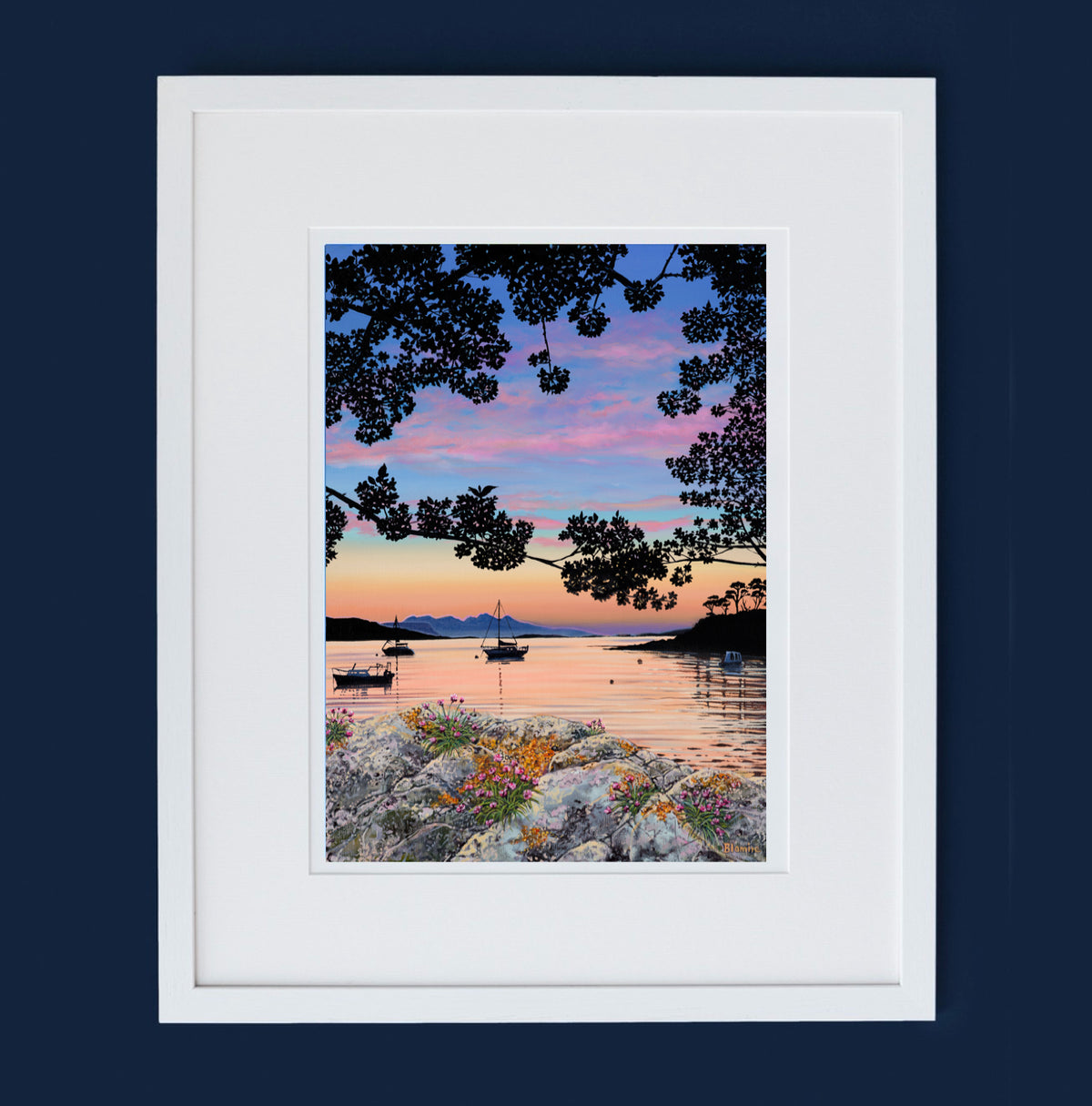 Cherry blossom sunset Arisaig giclee print