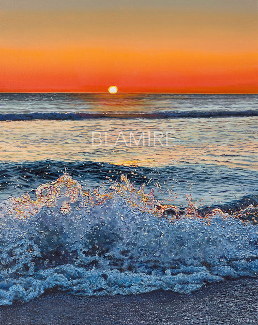 Sunset breaker, Barra. Wave giclee print
