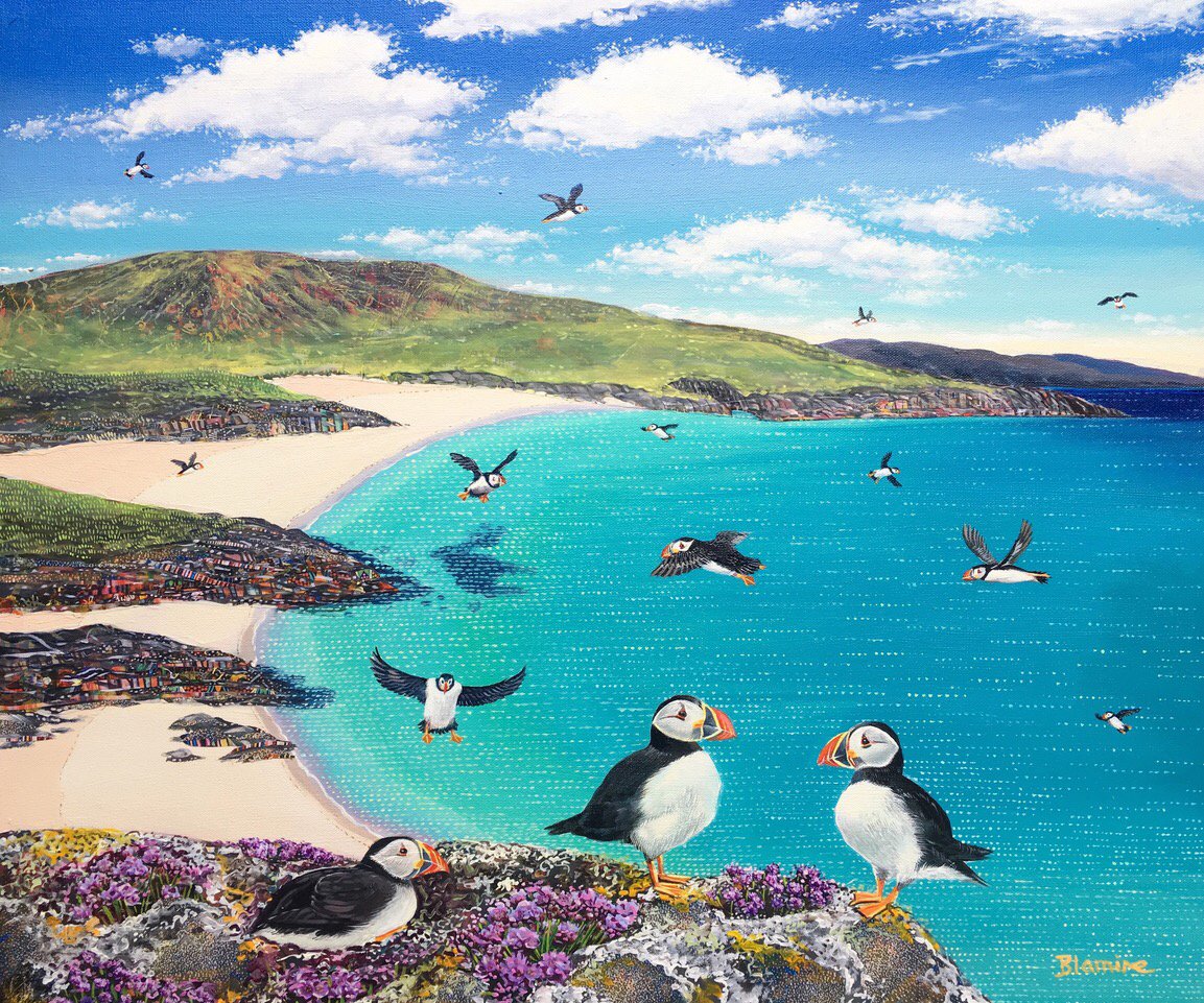 Mingulay Puffins Giclée Print